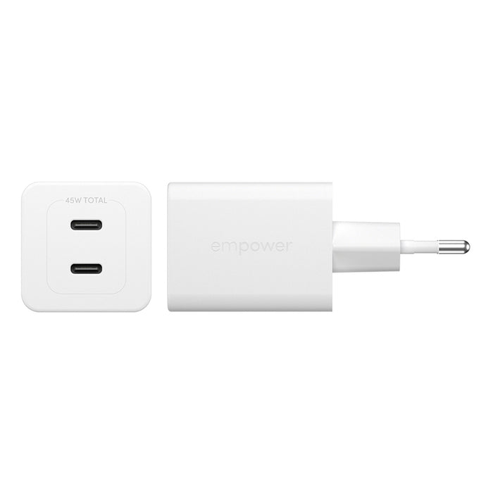 CHARGER 220V EMPOWER 45W 2xUSB-C WH