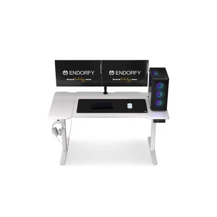 ENDORFY Gaming Desk - Atlas L Electric - Onyx White - Геймърски бюра<<<Геймърска периферия<<<ValiAPI