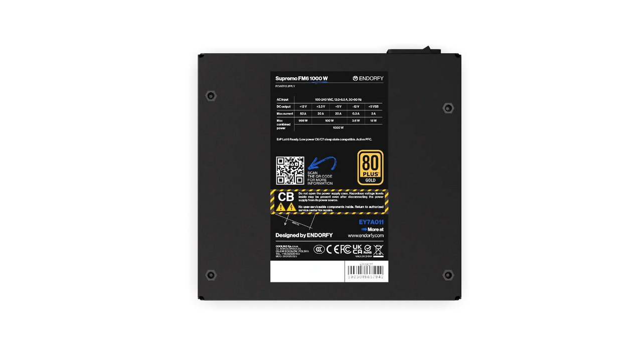 Power supply unit Endorfy Supremo FM6 1000W 80+ Gold, PCIe 5.1 - Fully Modular