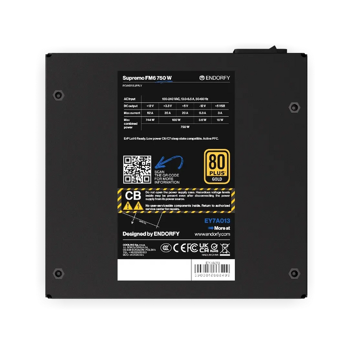 Power supply unit Endorfy Supremo FM6 750W 80+ Gold, PCIe 5.1 - Fully Modular