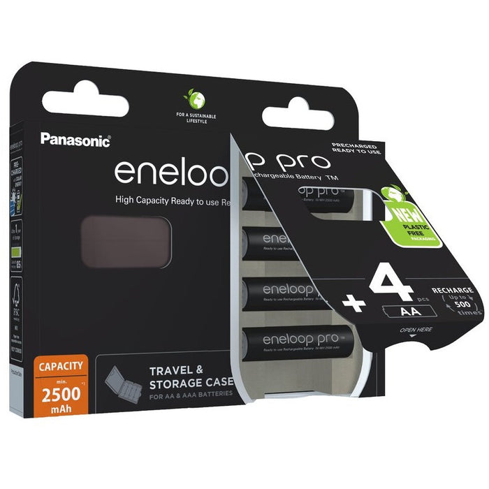 BATTERY BOX + 4 PCS. BATTERIES PRO BLACK CASE AA UP TO 2500 4BP ENELOOP