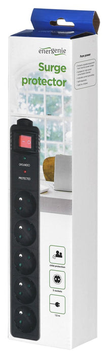 EnerGenie SPF5-C-5 surge protector 5 AC outlet(s) 250 V 1.5 m Black