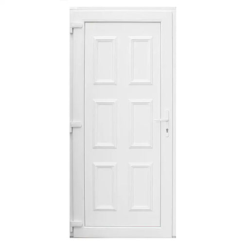 ENTRANCE DOOR PVC WITH DECORATIVE PANEL PROFILINK WHITE 90X200 CM LEFT - Врати<<<Врати и обков<<<Строителни