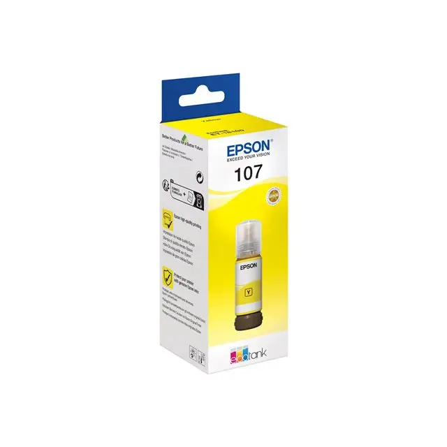 EPSON 1LB 107 EcoTank Yellow Ink Bottle - Мастила и Мастилени глави<<<Консумативи - Мастила<<<Печат Сканиране и