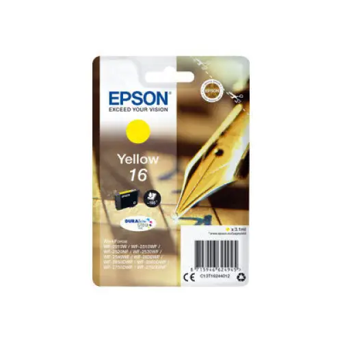 EPSON 1LB 16 ink cartridge yellow standard capacity 3.1ml 165 pages 1-pack RF-AM blister w/s - Мастила и Мастилени