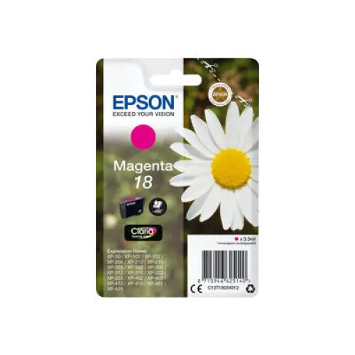 EPSON 1LB 18 ink cartridge magenta standard capacity 3.3ml 180 pages 1-pack RF-AM blister w/s - Мастила и Мастилени