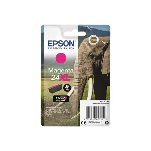 EPSON 1LB 24XL ink cartridge magenta high capacity 8.7ml 740 pages 1-pack blister without alarm - Мастила и Мастилени