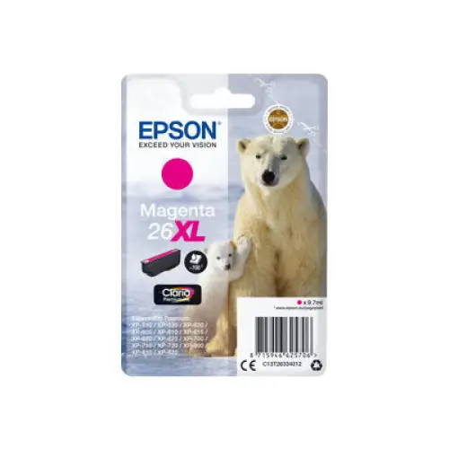 EPSON 1LB 26XL ink cartridge magenta high capacity 9.7ml 700 pages 1-pack blister without alarm - Мастила и Мастилени