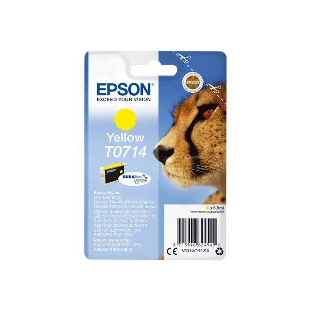 EPSON 1LB T0714 ink cartridge yellow standard capacity 5.5ml 1-pack blister without alarm - Мастила и Мастилени
