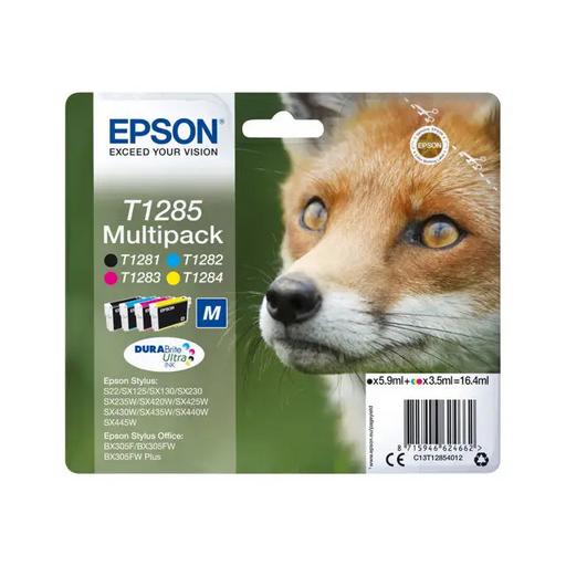 EPSON 2LB T1285 ink cartridge black and tri-colour standard capacity 5.9ml and 3 x 3.5ml 4-pack RF-AM blister w/s