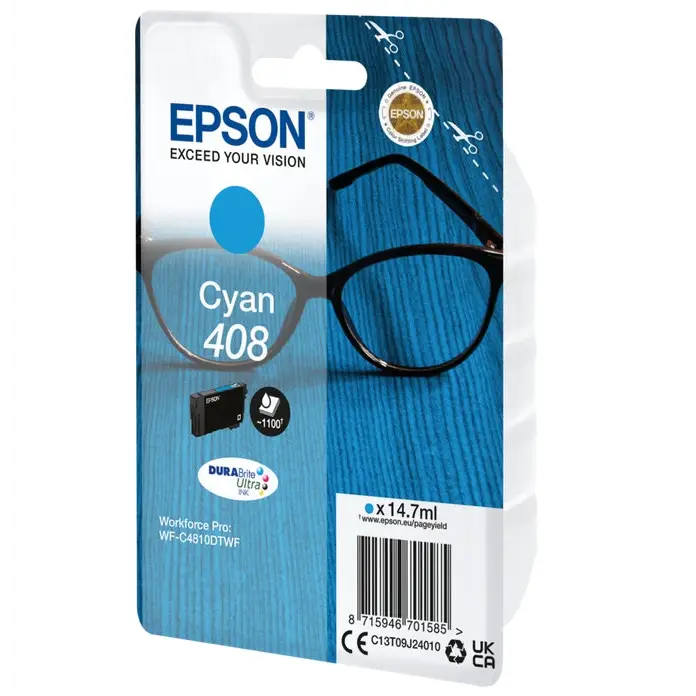 Epson 408 Spectacles DURABrite Ultra Single Cyan Ink - Консумативи за мастилoструйни принтери<<<EPSON