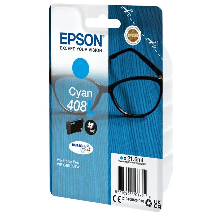 Epson 408L Spectacles DURABrite Ultra Single Cyan Ink - Консумативи за мастилoструйни принтери<<<EPSON