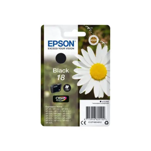 EPSON 4LB 18 ink cartridge black standard capacity 5.2ml 175 pages 1-pack RF-AM blister w/s - Мастила и Мастилени