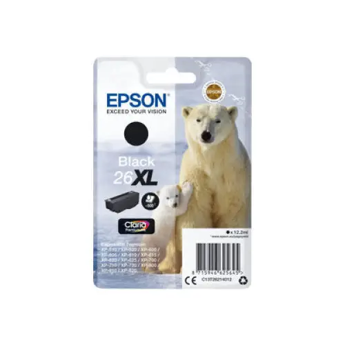 EPSON 4LB 26XL ink cartridge black high capacity 12.2ml 500 pages 1-pack blister without alarm - Мастила и Мастилени