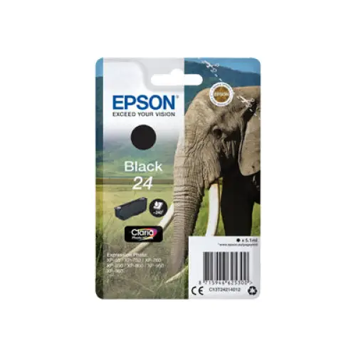 EPSON 5LB 24 ink cartridge black standard capacity 5.1ml 240 pages 1-pack RF-AM blister w/s - Мастила и Мастилени