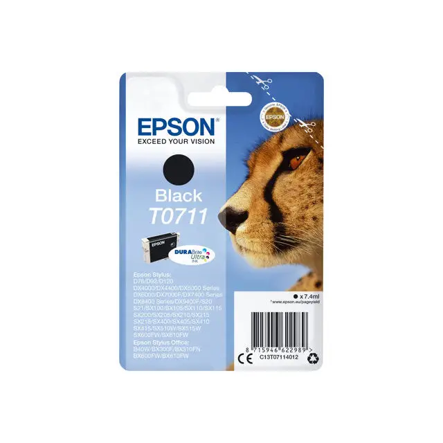 EPSON 6LB T0711 ink cartridge black standard capacity 7.4ml 1-pack blister without alarm - Мастила и Мастилени