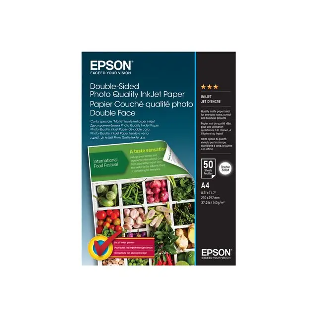 EPSON Double-Sided Photo Quality Inkjet Paper Matte A4 210 x 297 mm 140g/m2 50 sheet - Хартия за голям