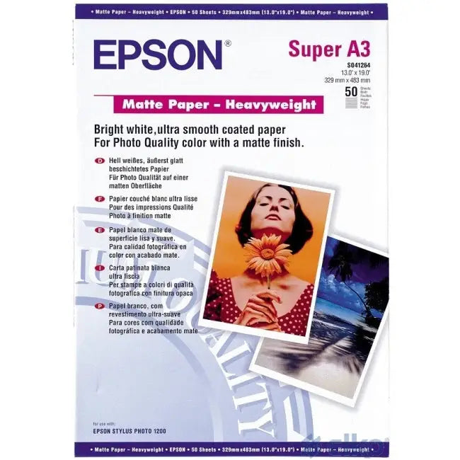 EPSON Matte heavyweight paper inkjet 167g/m2 A3+ 50 sheets 1-pack - Офис и Фото хартии<<<Консумативи - Хартия<<<Печат