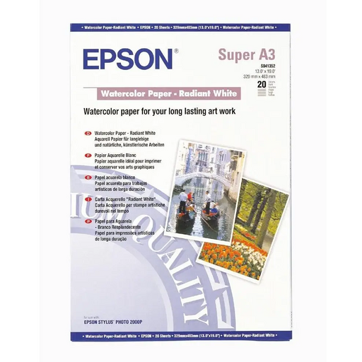 EPSON S041352 Matte paper watercolour inkjet 190g/m2 A3+ 20 sheets 1-pack - Офис и Фото хартии<<<Консумативи