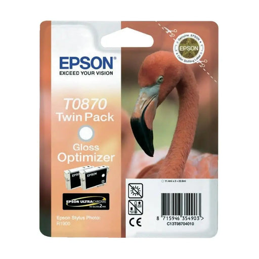 EPSON T0870 ink cartridge gloss optimizer standard capacity 2 x 11.4ml 2-pack blister without alarm - Мастила и