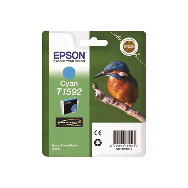 EPSON T1592 ink cartridge cyan standard capacity 1-pack blister without alarm Stylus Photo R2000 - Мастила и Мастилени