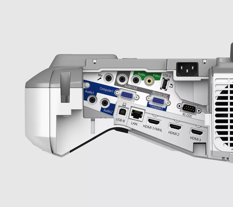 Epson EB-685W, 3LCD, Ultra short, WXGA (1280 x 800), 16:10, 3,500 lumen, 14,000 : 1, HDMI (3x), Ethernet, Wireless LAN (optional), VGA, 5.7 kg, Wall mounting bracket, 36 months