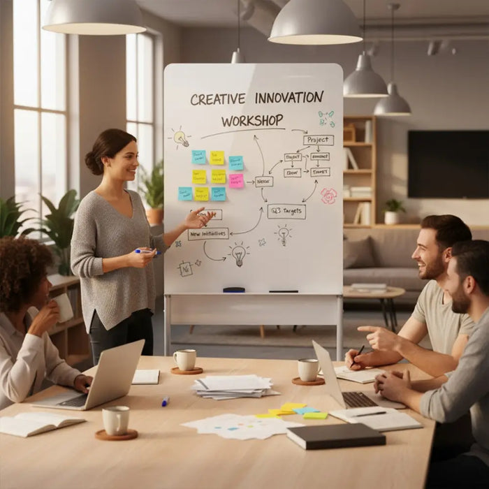 Ergo Office mobile dry erase board vertical orientation white single sided with shelf board dimensions 1190x790mm