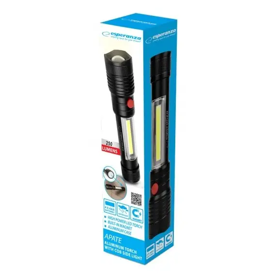 Esperanza Apate Black Hand flashlight LED - FlashlightsOSW-LAT<<<LightingOSW<<<ActionPL