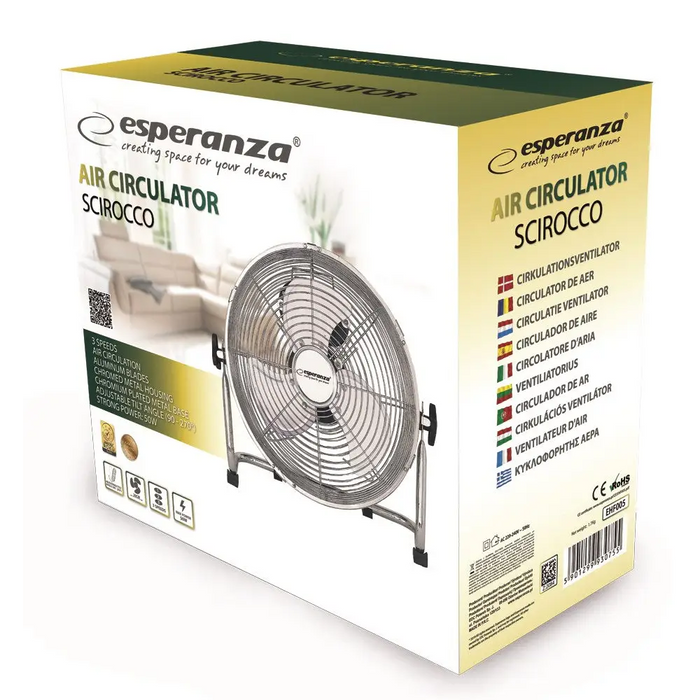 Esperanza EHF005 Scirocco Circulating Fan 12’’ chrom - FansAGD-WEN<<<Home Appliance - ProductsAGD<<<ActionPL