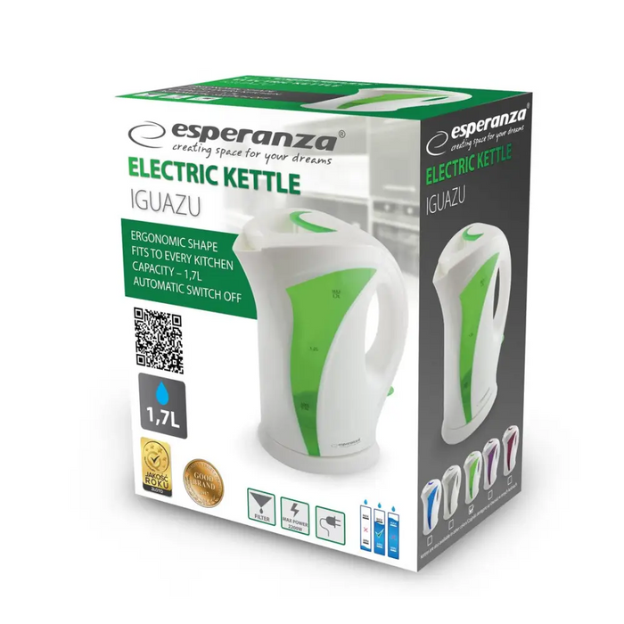 Esperanza EKK018G Electric kettle 1.7 L White / Green - Electric kettlesAGD-CZE<<<Home Appliance