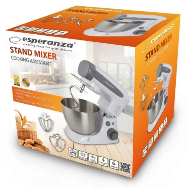 Esperanza EKM024 mixer Stand mixer 800 W Grey - Food processorsAGD-ROK<<<Home Appliance - ProductsAGD<<<ActionPL