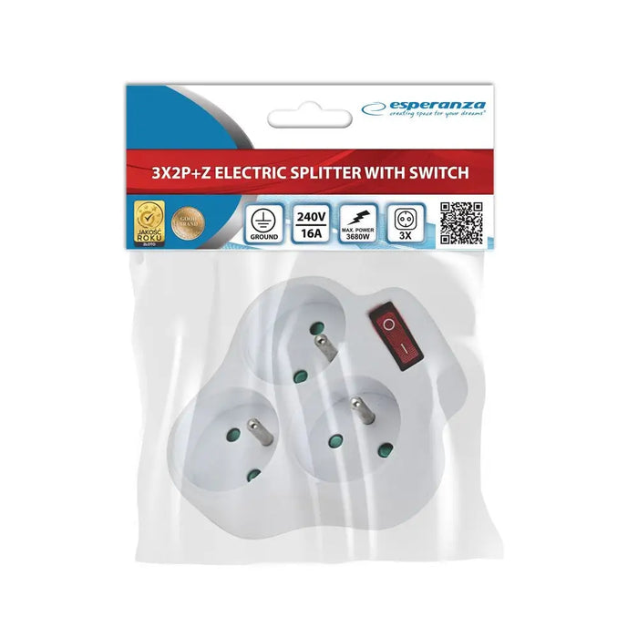 Esperanza ELK304W Electrical Splitter 3 sockets switch White - Jacks plugsKWT-WTY<<<Cables jacks and plugsKWT<<<ActionPL