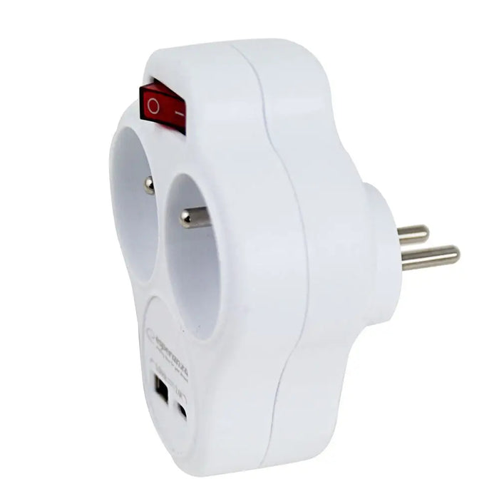 Esperanza ELK311W Electrical splitter 2 GN. USB-C USB-A ON. White - Jacks plugsKWT-WTY<<<Cables jacks