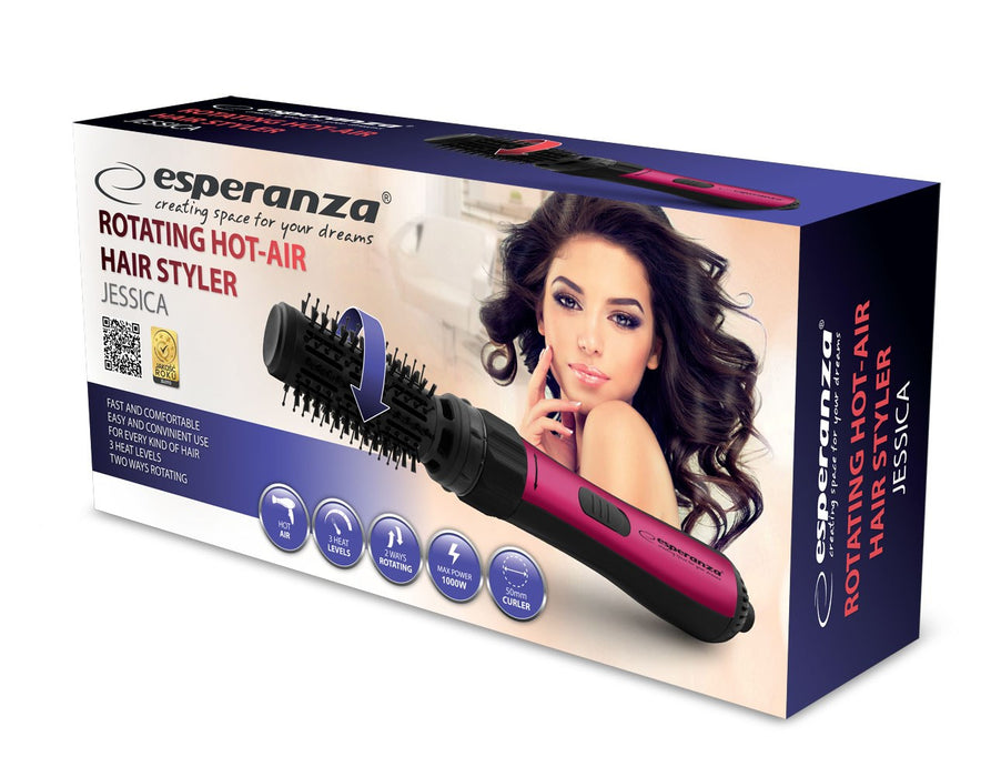 Esperanza EBL008 hair styling tool Hot air brush Black,Red 1.8 m 1000 W
