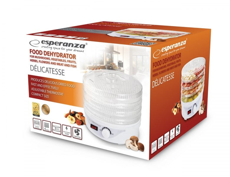 Esperanza EKD003 food dehydrator Transparent, White 250 W