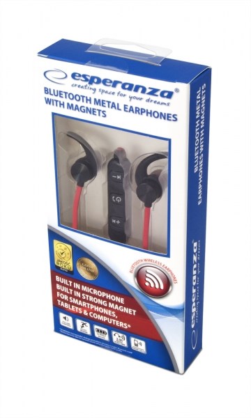 Esperanza EH186K headphones/headset Wireless In-ear Sports Bluetooth Black, Red