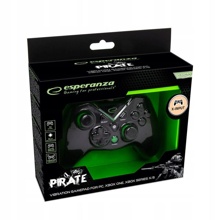 Esperanza EGG114K Gaming Controller Black USB 2.0 Gamepad Analogue / Digital PC, Xbox One, Xbox Series S, Xbox Series X