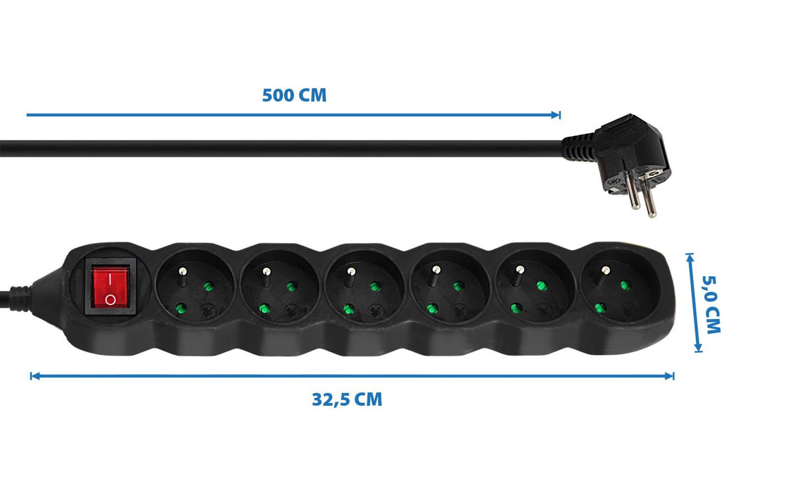 Esperanza ELK219K power extension 5 m 6 AC outlet(s) Indoor Black