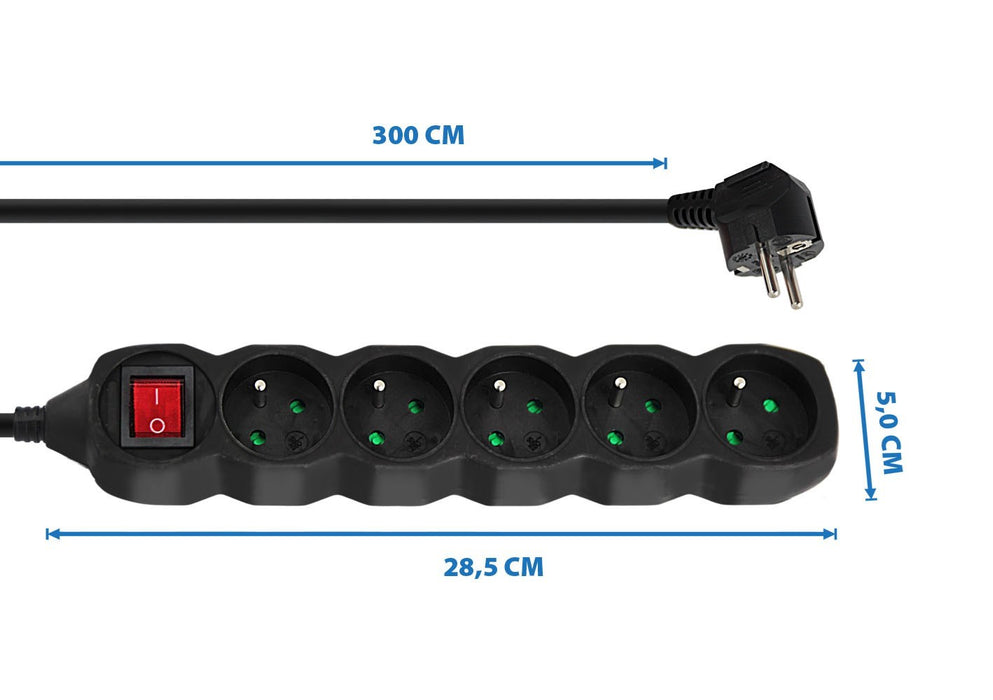 Esperanza ELK215K power extension 3 m 5 AC outlet(s) Indoor Black