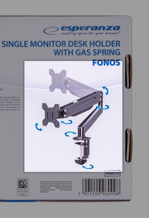 Esperanza ERW019 monitor mount / stand 68.6 cm (27") Desk Black