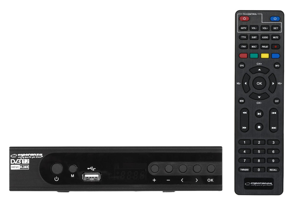 Esperanza EV106P Digital DVB-T2 H.265/HEVC tuner, Black