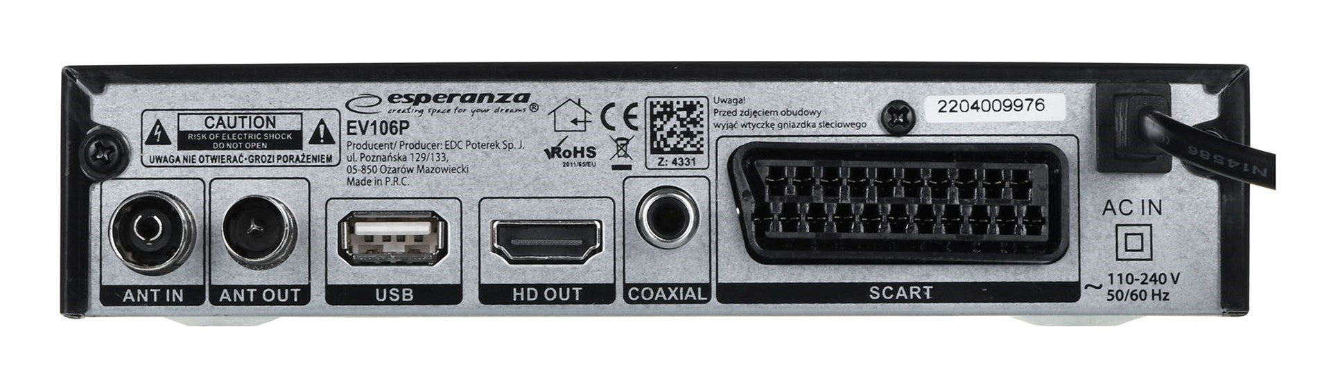 Esperanza EV106P TV set-top box Cable Black