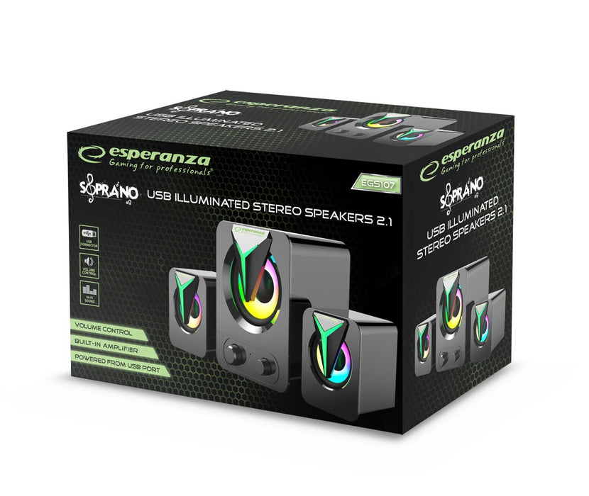 Esperanza EGS107 Speakers 2.1 USB LED 5 W Black