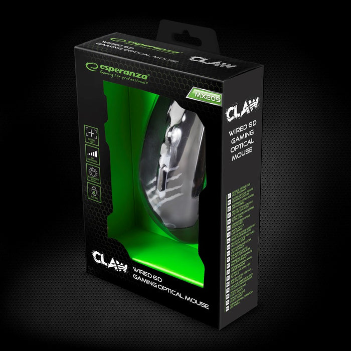 Esperanza EGM209G mouse Right-hand USB Type-A Optical 2400 DPI