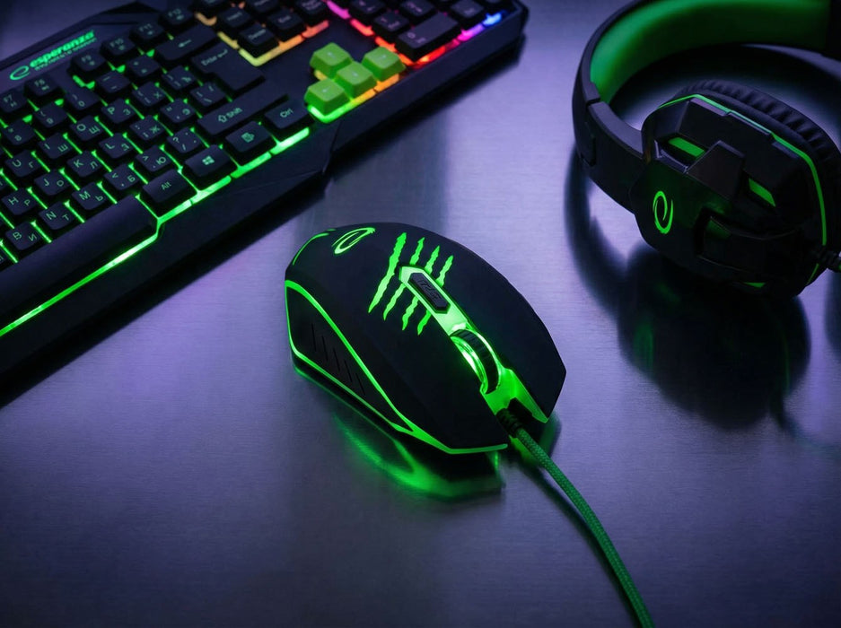 Esperanza EGM209G mouse Right-hand USB Type-A Optical 2400 DPI