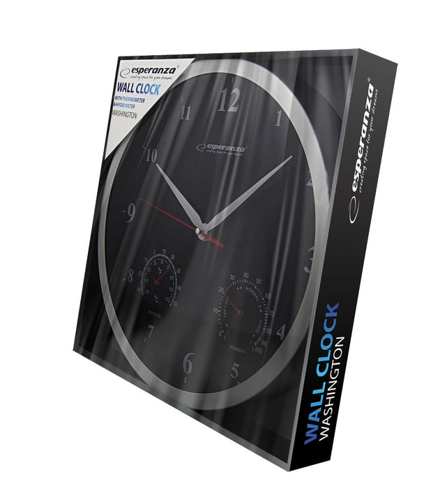 Esperanza Washington Black Mechanical Wall Clock Round Black