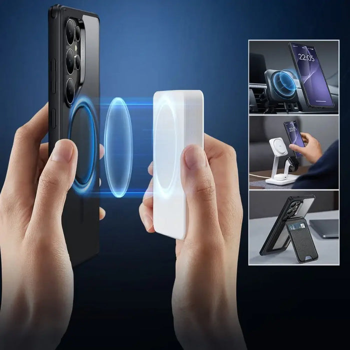 ESR Classic Hybrid Halolock MagSafe Case for Samsung Galaxy S25 Ultra - Clear Black - Cell phone cases