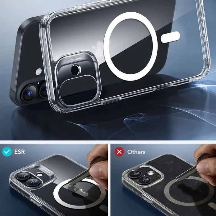 ESR Classic Hybrid Halolock MagSafe Case + Tempered Glass for iPhone 16 Plus - Clear - Cell phone cases