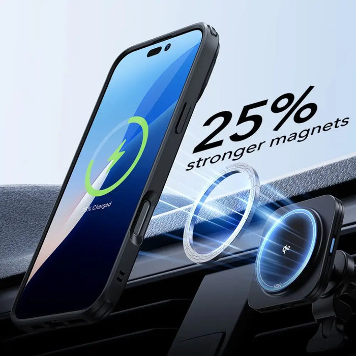 ESR Classic Hybrid Kickstand Halolock MagSafe Case Set + Tempered Glass for iPhone 16 Pro - Black - Cell phone cases