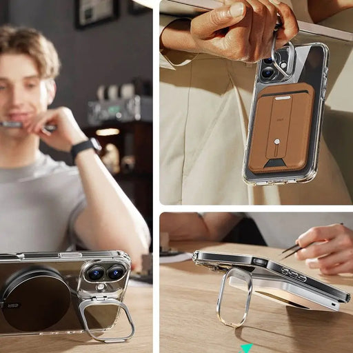 ESR Classic Hybrid Kickstand Halolock MagSafe Case Set + Tempered Glass for iPhone 16 PLUS - Clear - Cell phone cases